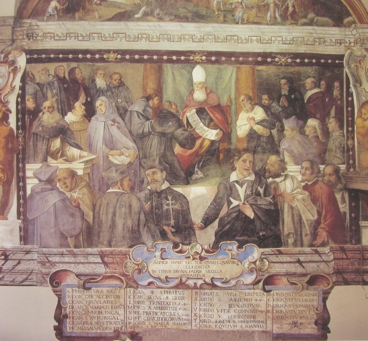 Marzio Ganassini: "La famiglia agostiniana" (1610)- Chiostro della Chiesa della SS. Trinità a Viterbo 
