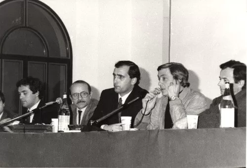 1985 - Conferenza pubblica sul Condono, Gimmi Monaco tra i relatori