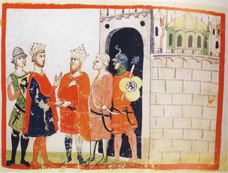 Federico II incontra il sultano al-Kamil durante la sua crociata