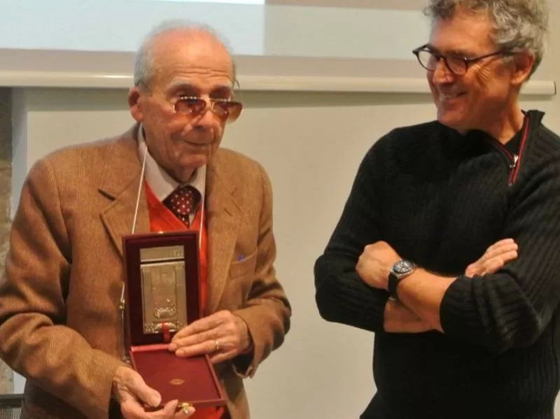 L'editore riminese Bruno Ghigi festeggiato in Comune il17 giugno 2017 per i suoi 95 anni