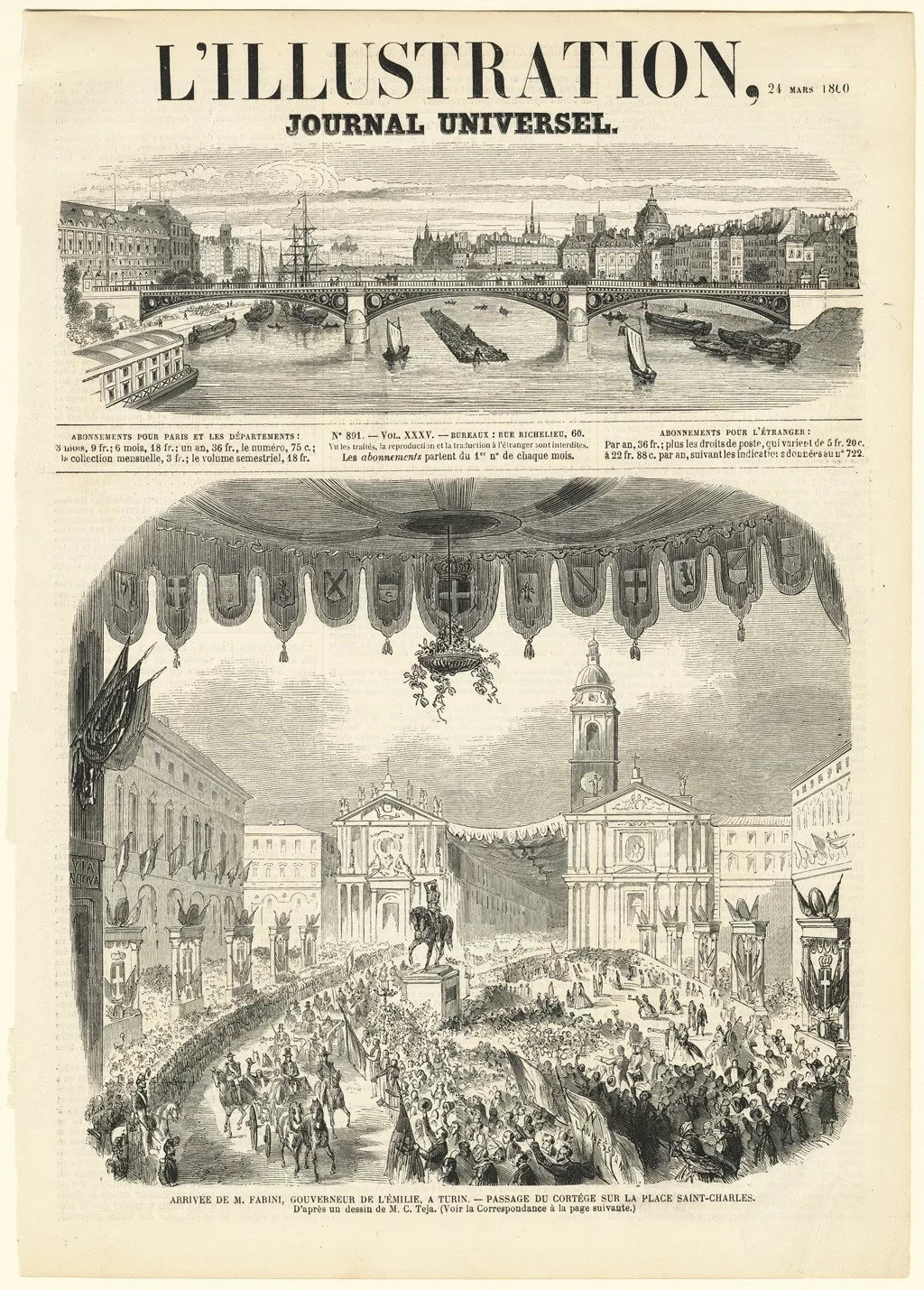L'arrivo di Farini a Torino nel marzo 1860