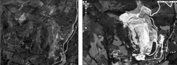 Ripa Calbana in foto aeree del 1937 e del 2007