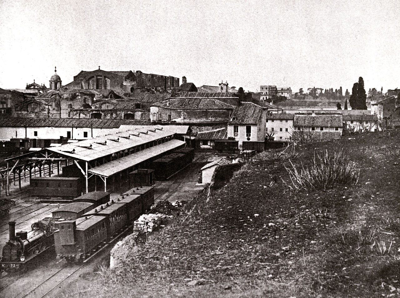 1866: un treno proveniente da Bologna-Rimini- Ancona entra nella Stazione Termini di Roma